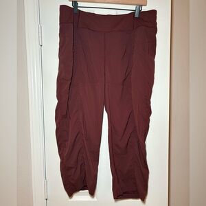 prAna‎ Koen Capri Pants Burgundy Ribbed Waistband Size XXL